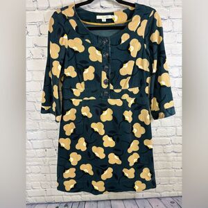 Boden Blue Tan Corduroy Floral Cottagecore English Academia Cute Mini Dress 6P